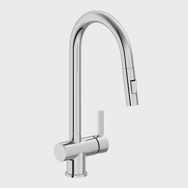 Chrome Single Lever Kitchen Tap with Pull Out Spray