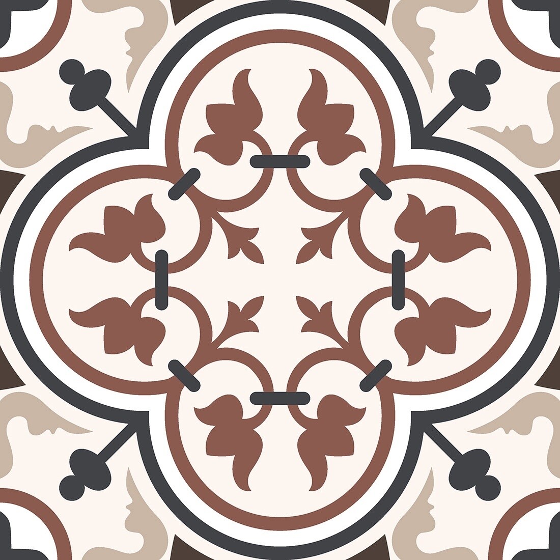 Classic Cube Pattern 20x20 Brown Matt Tile