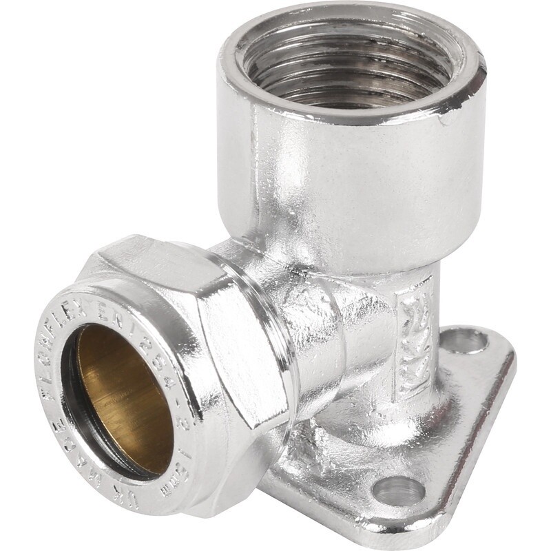 Made4Trade Compression Wall Plate Elbow Chrome Plated 15mm x 1/2&quot;