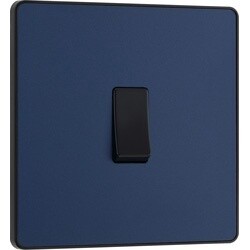 BG Evolve Matt Blue (Black Ins) Single Light Switch, 20A 16Ax, 2 Way