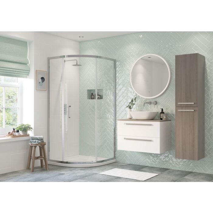 Essentials Framed 1 Door Quadrant 900mm Clear/Polished Silver