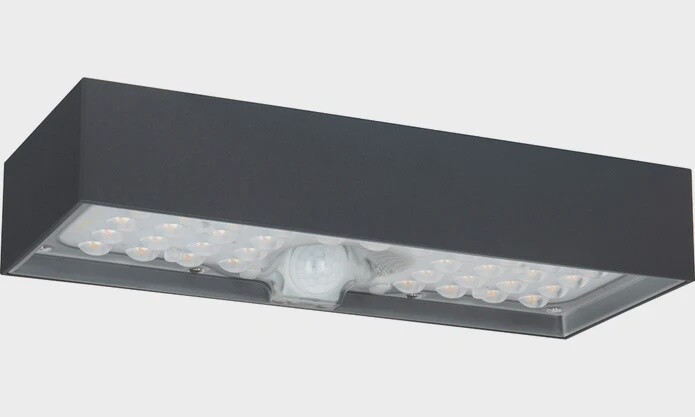 Luceco LEXSBR80G30 Decorative Solar Brick Light with PIR Sensor Slate Grey IP54 6W 800lm 3000K
