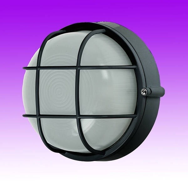 LED ES Round Bulkhead Black IP54 + Guard