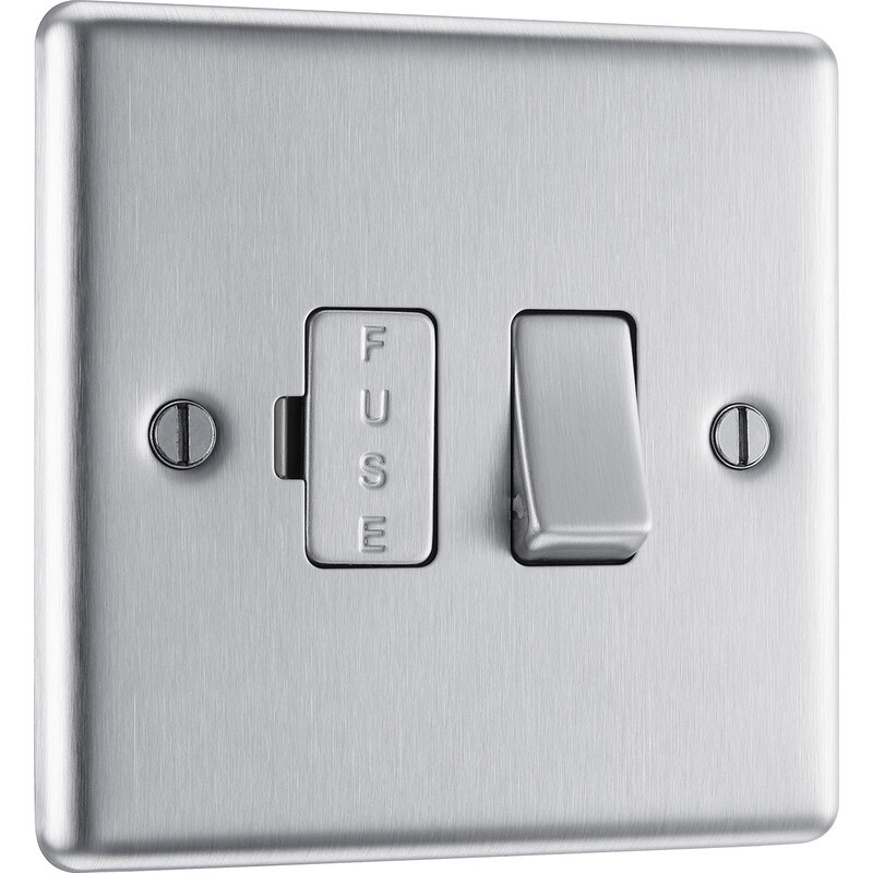 BG Brushed Steel Switched Spur 13A Fused