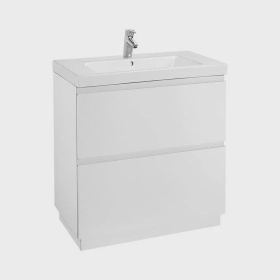 Roca Lander 800mm 2 Drawer Basin Unit - Gloss White