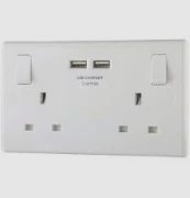 BG 822U3 Nexus White Moulded 2x Swi. 13A Power Skt w- 2x USB Skt (3.1A)