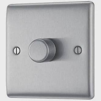 BRITISH GENERAL NEXUS METAL 1-GANG 2-WAY LED DIMMER SWITCH BRUSHED STEEL