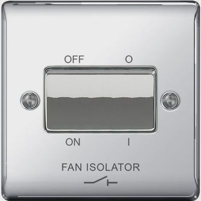 BG NEXUS METAL NPC15 10A SWITCH 3 POLE FAN ISOLATOR POLISHED CHROME