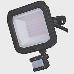 LUCECO CASTRA OUTDOOR LED FLOODLIGHT WITH PIR SENSOR BLACK 30W 3000LM