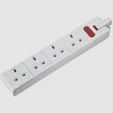 MASTERPLUG 13A 4-GANG FUSED REWIREABLE SOCKET WITH NEON WHITE