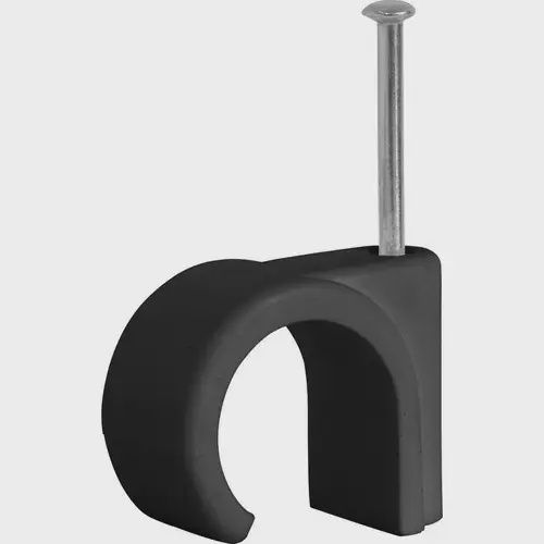 9MM ROUND CABLE CLIP (BLACK), 100 PCS