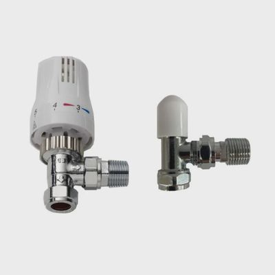 K-Therm TRV &amp; Lockshield Style Angled Radiator Valve Twin Pack