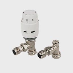 DANFOSS RAS-C² WHITE ANGLED THERMOSTATIC TRV &amp; LOCKSHIELD 15MM X 1/2&quot;