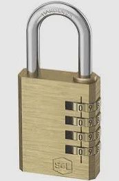 CLOSED SHACKLE COMBINATION PADLOCK BRASS 50MM