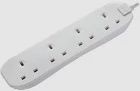 Masterplug BFG110N-MP Four Socket Long Extension Lead, 1 Metre, White