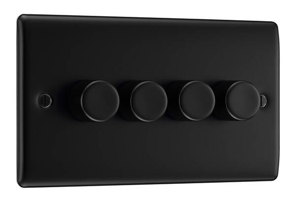 BG Nexus 4 Gang 2 Way Push Dimmer 150W Matt Black
