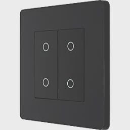 British General Evolve 2-Gang 2-Way LED Double Master Touch Trailing Edge Dimmer Switch Matt Black with Black Inserts