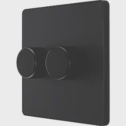 British General Evolve 2-Gang 2-Way LED Dimmer Switch Matt Black with Black Inserts