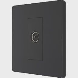 British General Evolve 1-Gang Coaxial TV / FM Socket Matt Black with Black Inserts