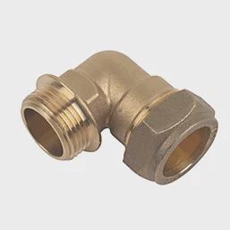 Brass Compression Adapting 90° Male Elbow 22mm x 3/4&quot;