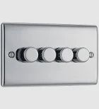 BG 4 Gang Dimmer Switch Brushed Steel