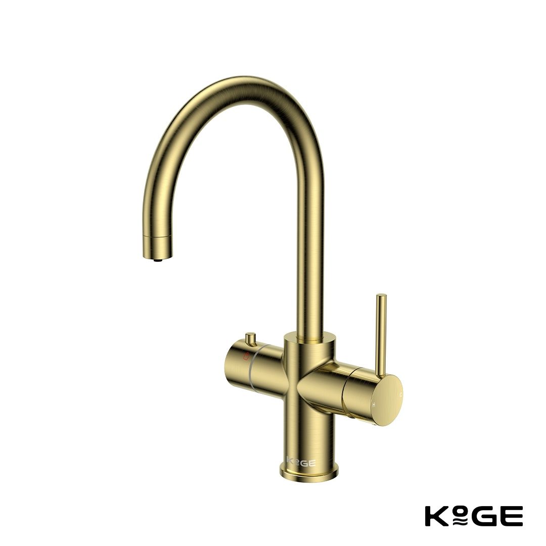 Scudo KoGE 3-in-1 Swan Spout Hot Water Tap | Brushed Brass HOT003