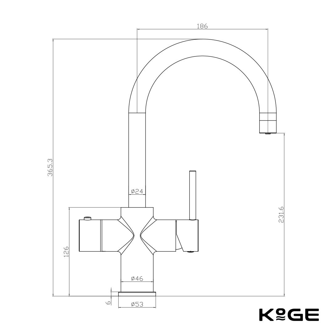 Scudo KoGE 3-in-1 Swan Spout Hot Water Tap | Brushed Brass HOT003