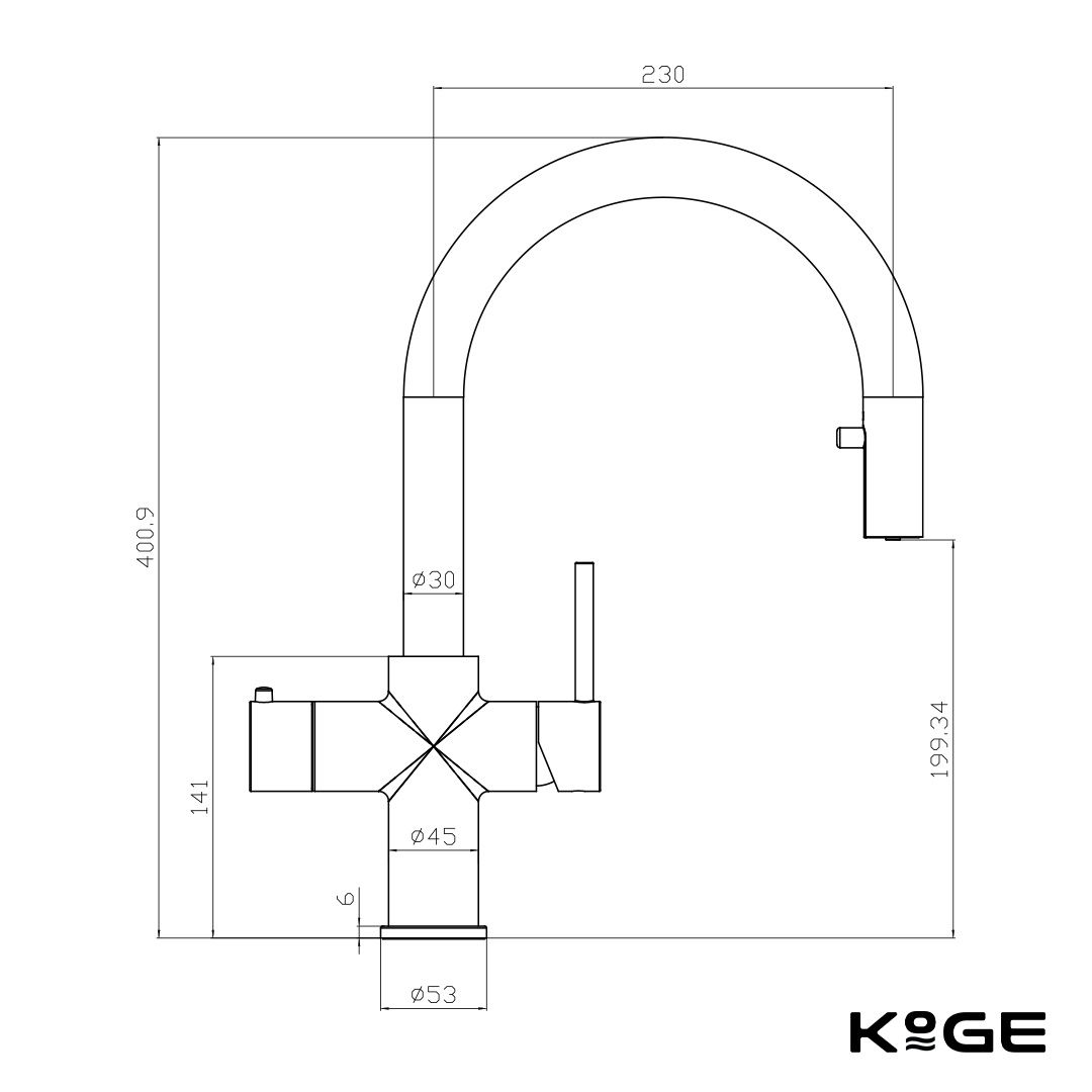 Scudo KoGE 4-in-1 Swan Pull Out Spout Hot Water Tap | Brushed Brass HOT009