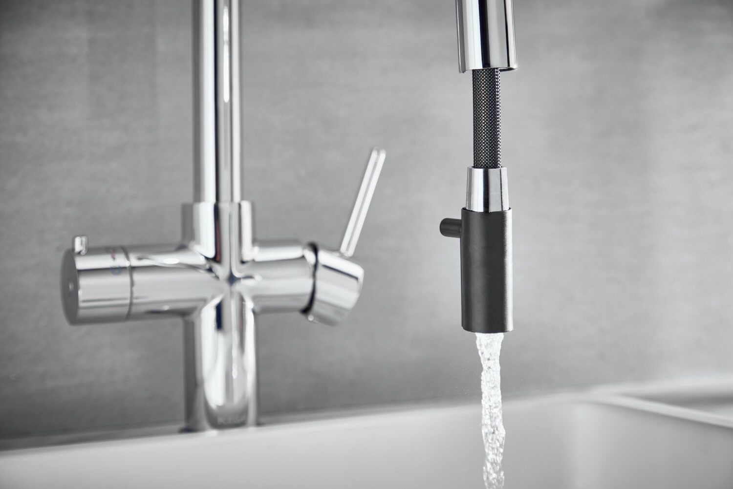 Scudo KoGE 4-in-1 Swan Pull Out Spout Hot Water Tap Chrome| HOT007
