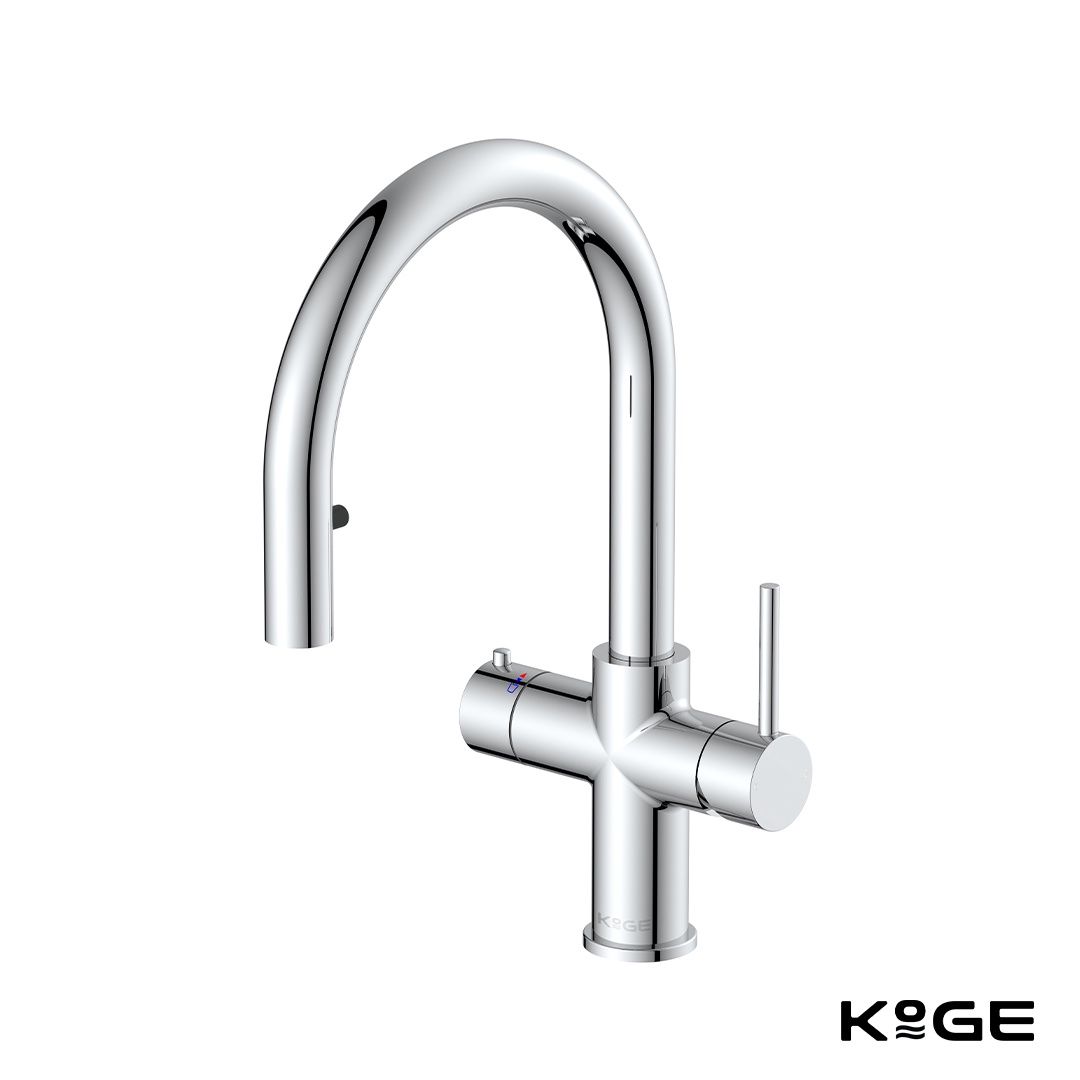 Scudo KoGE 4-in-1 Swan Pull Out Spout Hot Water Tap Chrome| HOT007