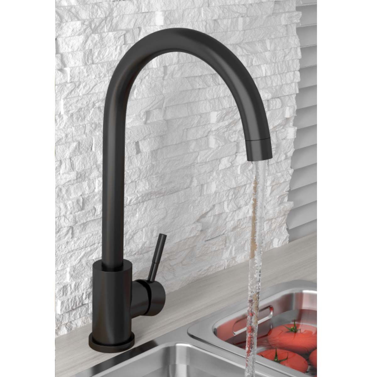 Scudo Manhattan Black Kitchen Mixer Tap KT43