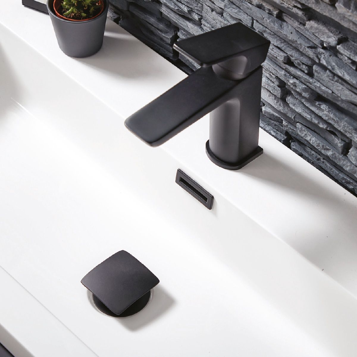 Scudo Black Square slotted Sprung Basin Waste BLACK094
