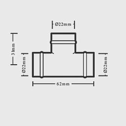Copper Solder Ring Equal Tees 22mm 5 Pack 61822