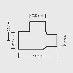 Copper End Feed Reducing Tee 22mm x 15mm x 22mm 85882