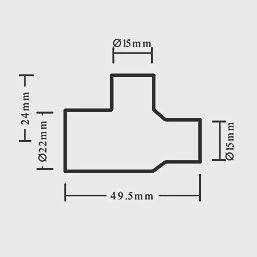 Copper End Feed Reducing Tee 22mm x 15mm x 15mm 97331