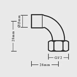 Copper End Feed Angled Tap Connector 15mm x 1/2&quot; 63335