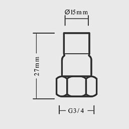 Copper End Feed Straight Tap Connector 15mm x 3/4&quot; 94798