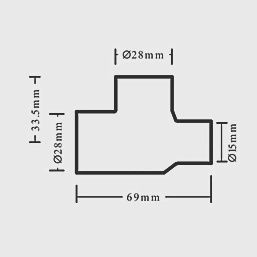 Copper End Feed Reducing Tee 28mm x 15mm x 28mm 88795
