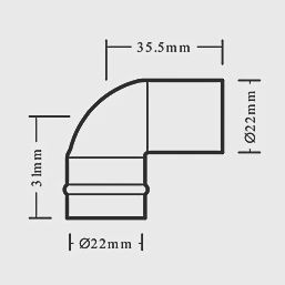 Copper Solder Ring Equal 90° Elbow 22mm 98397