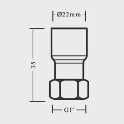 Copper End Feed Adapting Cylinder Union 22mm x 1&quot; 27982