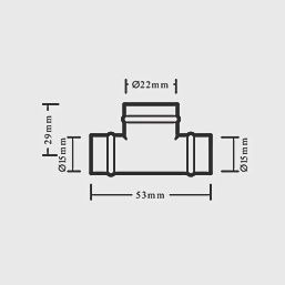 Copper Solder Ring Reducing Tee 15mm x 15mm x 22mm 41389