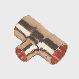 Copper End Feed Reducing Tee 15mm x 15mm x 10mm 39116