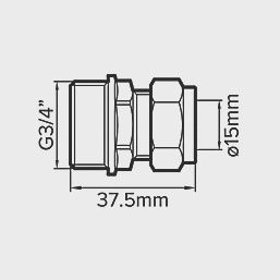 Brass Compression Adapting Male Coupler 15mm x 3/4&quot; 82086