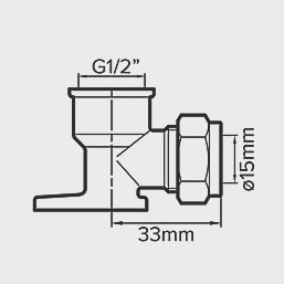 Brass Compression Adapting 90° Wall Plate Elbow 15mm x 1/2&quot; 92934