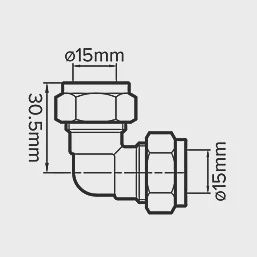 Brass Compression Equal 90° Elbow 15mm 33526