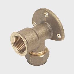 Brass Compression Adapting 90° Wall Plate Elbow 15mm x 1/2&quot; 92934