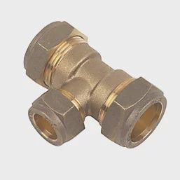 Brass Compression Reducing Tee 22mm x 22mm x 15mm 25631