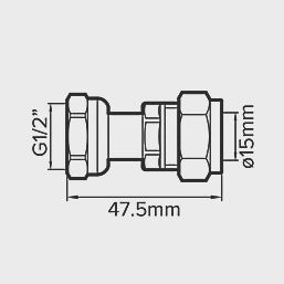 Brass Compression Straight Tap Connector 15mm x 1/2&quot; 58294