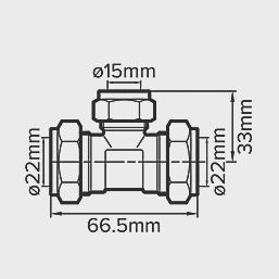 Brass Compression Reducing Tee 22mm x 22mm x 15mm 25631