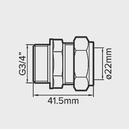 Brass Compression Adapting Male Coupler 22mm x 3/4&quot; 63073